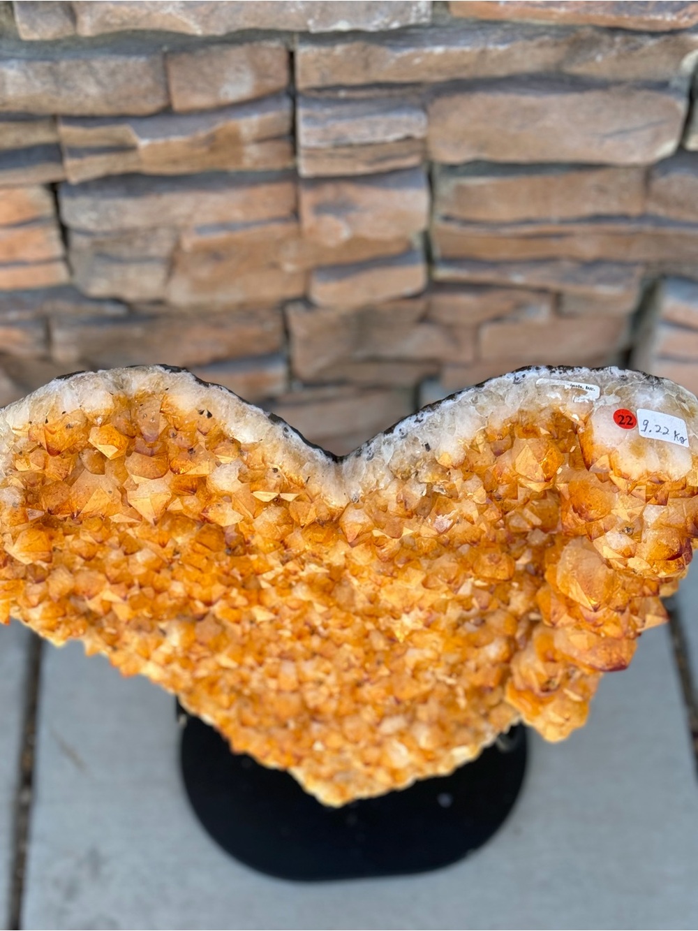 Large Golden Citrine Druzy Heart on Stand — 18” x 16” - Picture 6 of 11